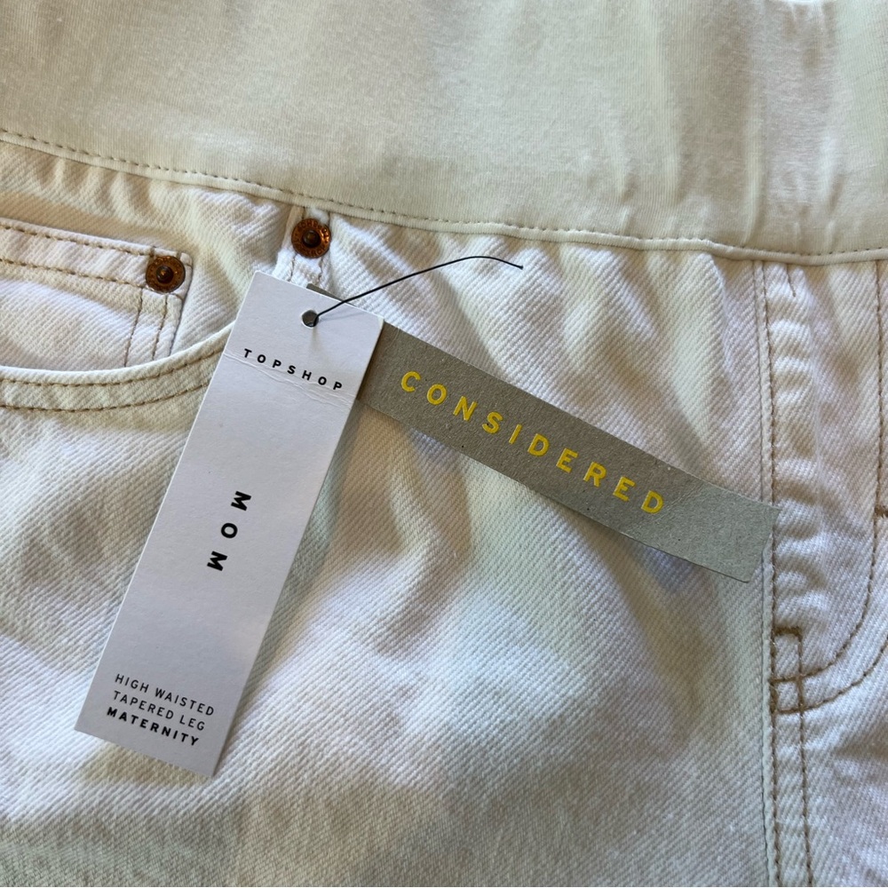 NWT TopShop Maternity White Mom Jeans - Picture 5 of 6